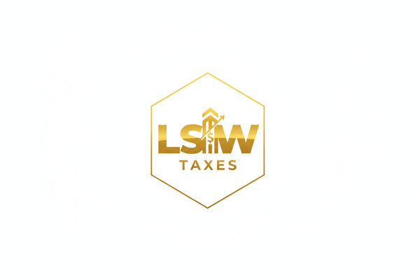 LSW Taxes gold logo with white